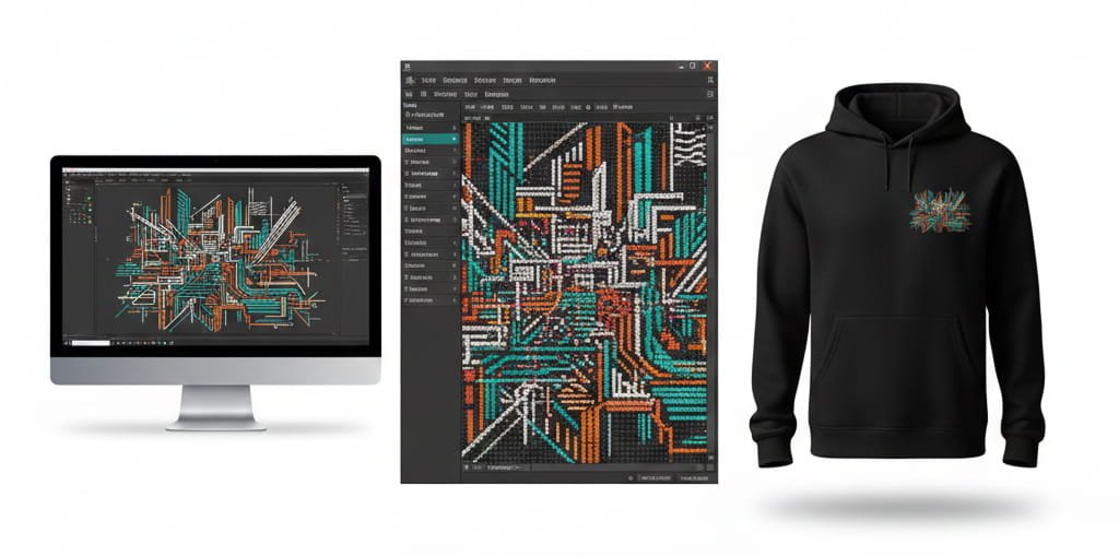 Workflow of Fashion graphic designer from vector design to garment mockup