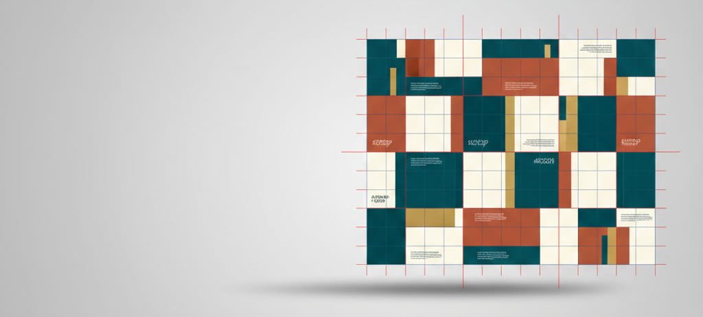 Structured design grid showing alignment and brand system foundation.