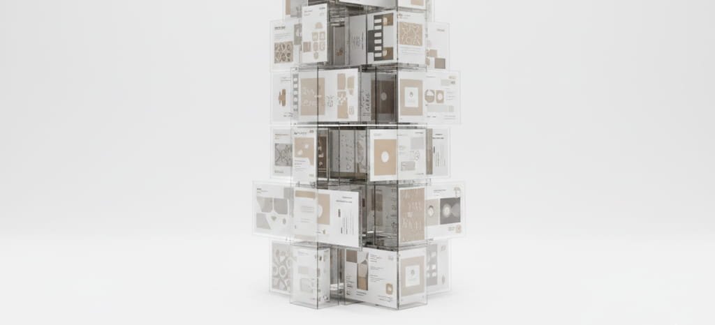 Large geometric structure made of branded social media layouts