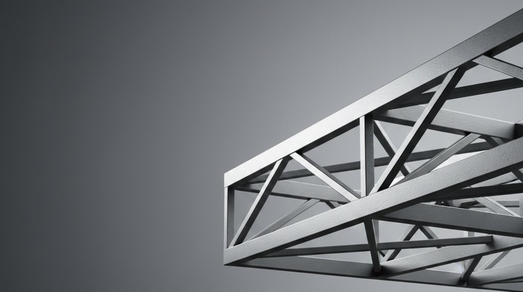 Detailed steel framework visualization representing technical drafting precision.