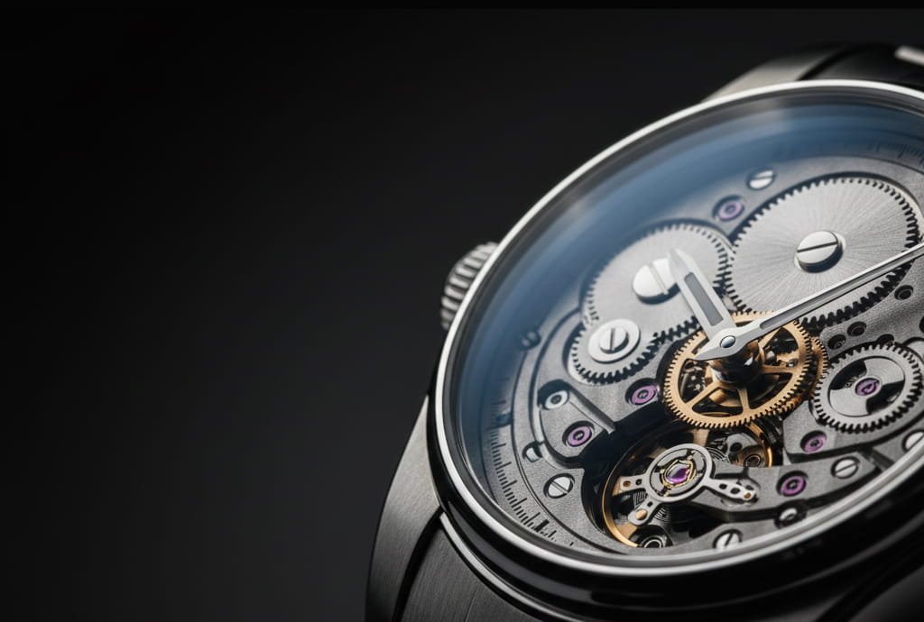 Extreme detail enhancement on a luxury watch demonstrating professional Photoshop precision.