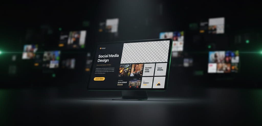 Abstract spotlight highlighting one premium design among multiple options